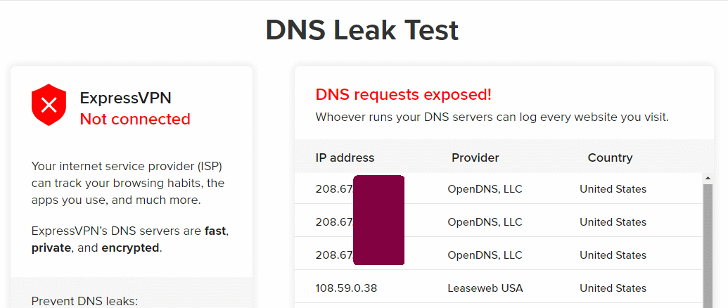 Express VPN tester while connected to a VPN